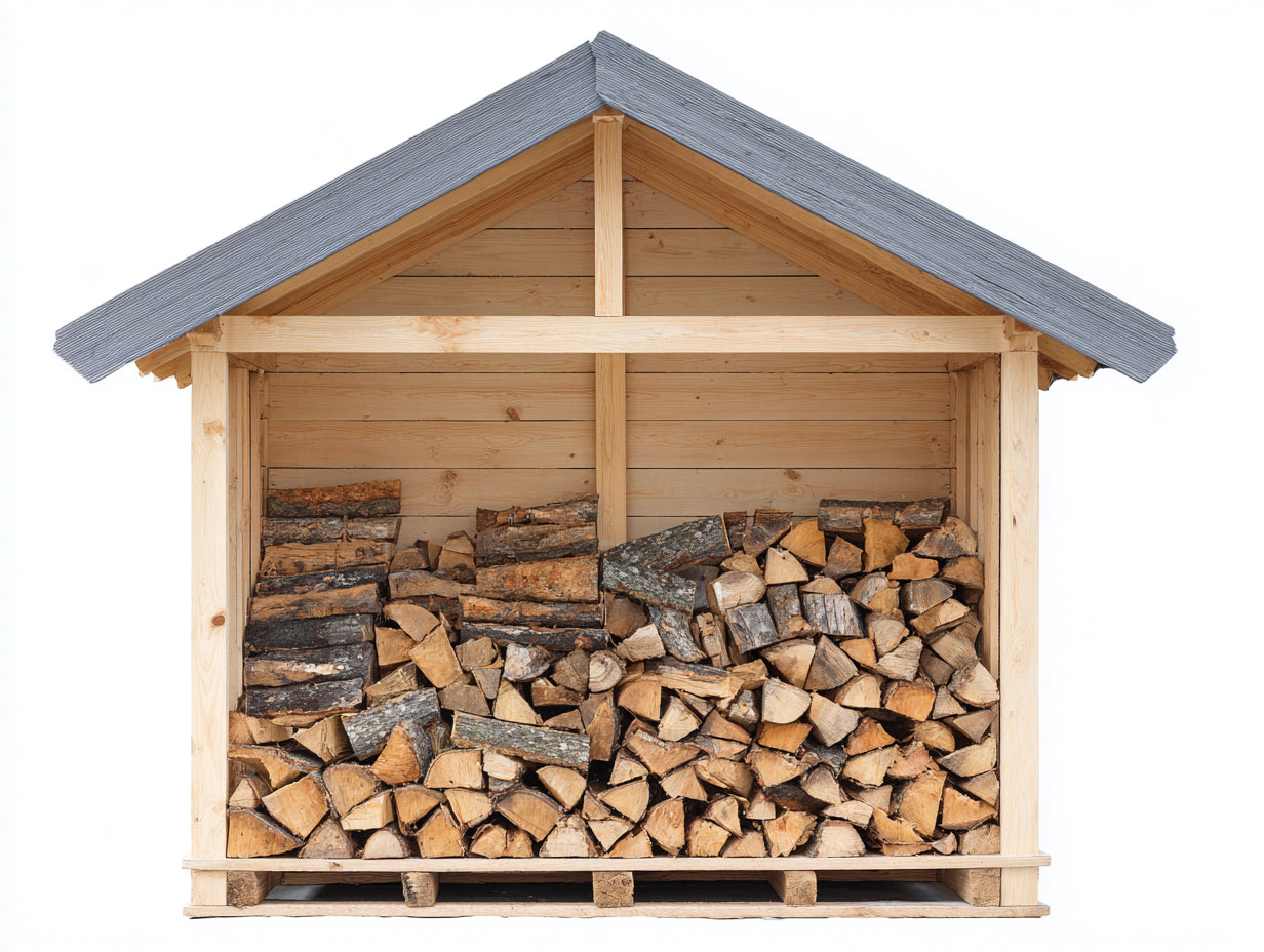Leñero de jardín de madera 200x75x180 cm - madera natural-gris - diseño exterior