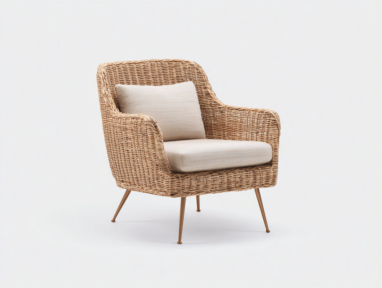 Sillones de ratán 78x76x84 cm - natural claro-beige claro - diseño moderno con brazos
