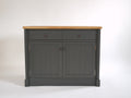 Aparadores de madera 105x42x95 cm - gris oscuro y madera natural - diseño rústico con 2 puertas y 2 cajones