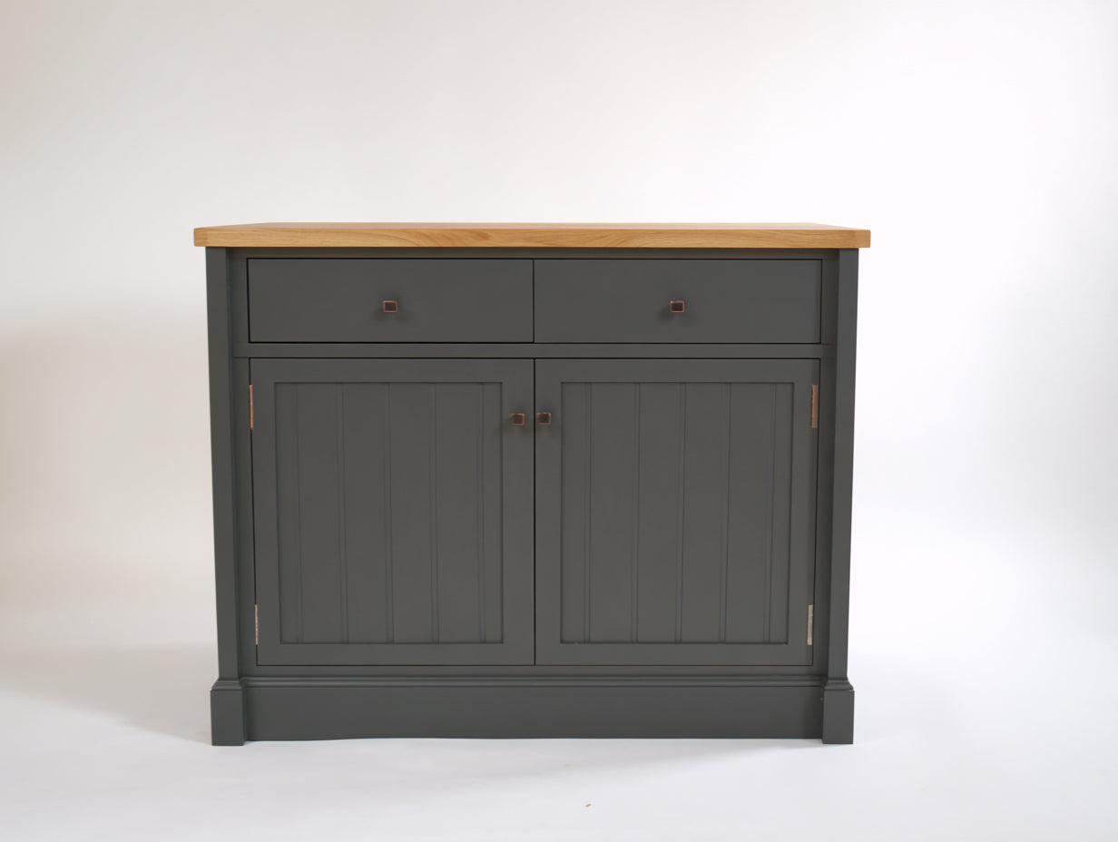Aparadores de madera 105x42x95 cm - gris oscuro y madera natural - diseño rústico con 2 puertas y 2 cajones