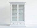 Vitrinas de madera con 2 puertas de cristal y 2 cajones 105x42x190 cm - blanco - estilo clásico moderno