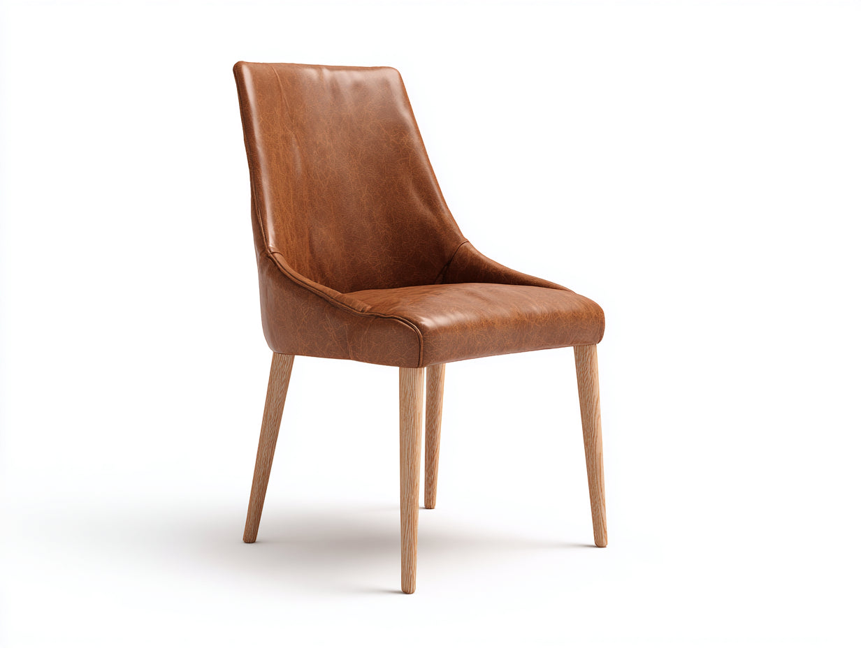 Sillas de comedor de cuero sintético 50x56x88 cm - marrón y madera - diseño moderno para comedor