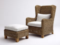 Sillones de ratán 82x88x112 cm - natural claro-blanco - diseño alto con reposapiés