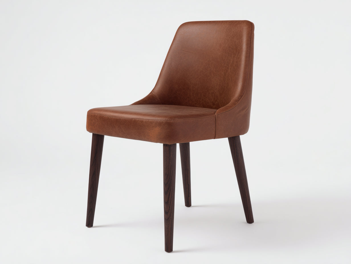 Sillas de comedor de piel sintética y madera 49x56x88 cm - marrón - diseño moderno para comedor