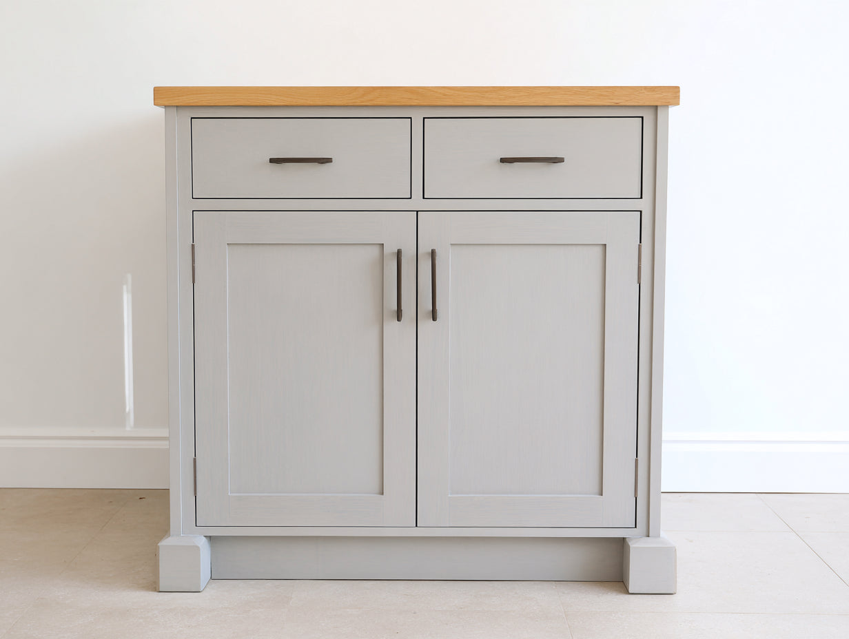 Aparadores de madera con 2 puertas y 2 cajones 110x42x92 cm - gris y marrón - estilo moderno