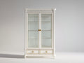 Vitrinas de madera 115x42x200 cm - blanco y dorado - diseño clásico con 2 puertas y 2 cajones