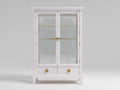 Vitrinas de madera y vidrio 105x42x190 cm - blanco - estilo clásico con 2 cajones