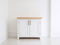 Aparadores de madera 95x38x85 cm - blanco y marrón - diseño clásico con 2 puertas