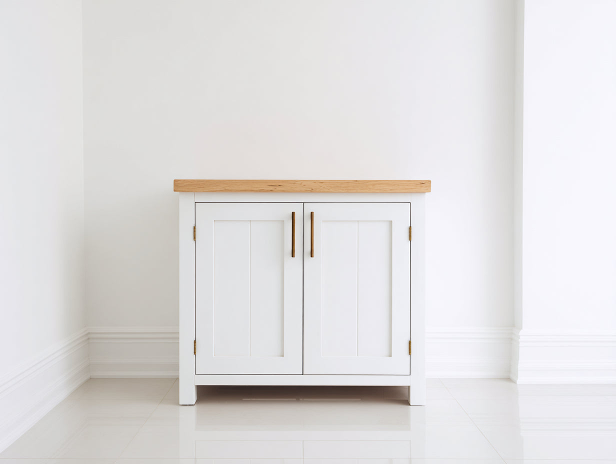 Aparadores de madera 95x38x85 cm - blanco y marrón - diseño clásico con 2 puertas