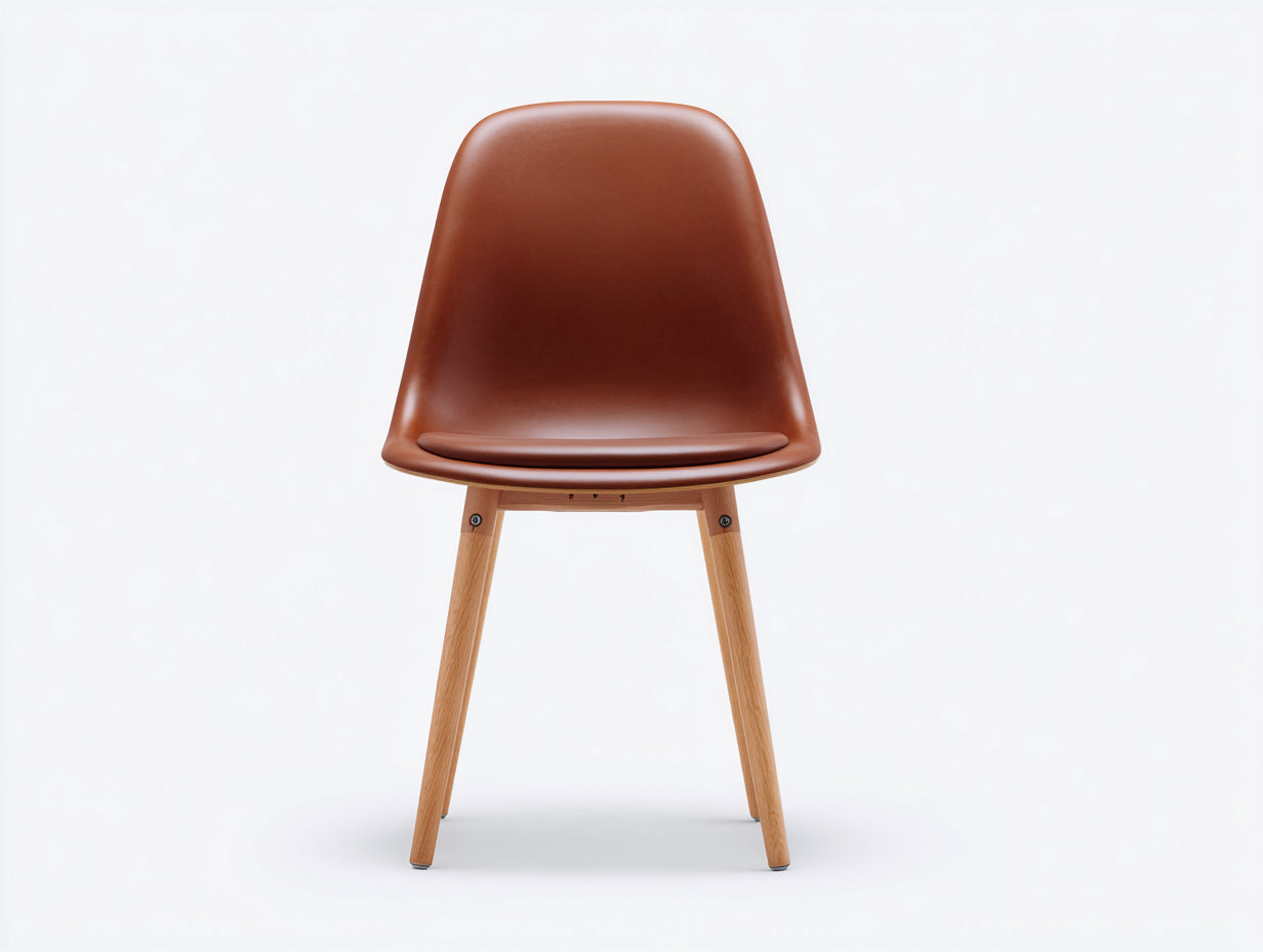 Sillas de comedor de cuero sintético 48x52x82 cm - marrón y madera - diseño nórdico moderno