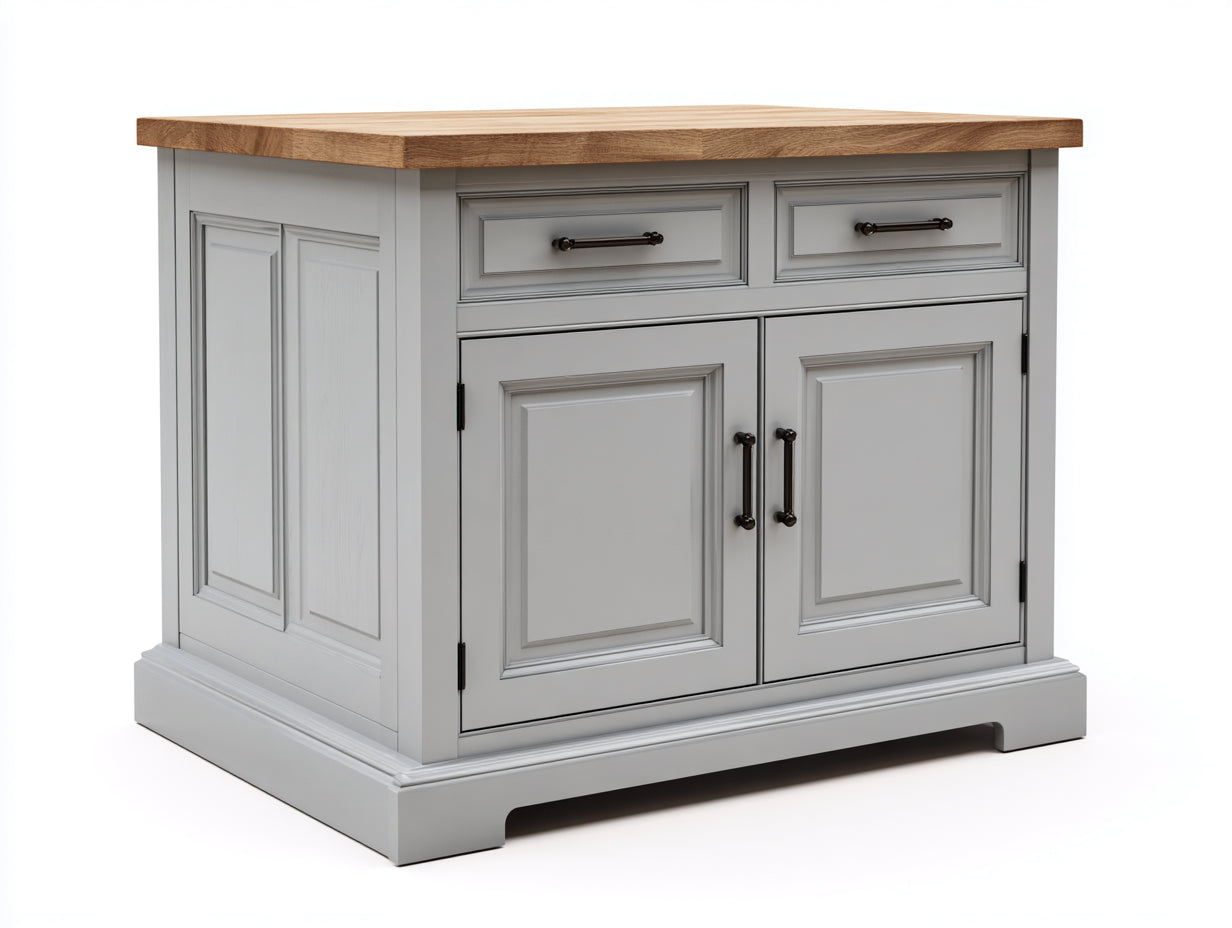Aparadores de madera con 2 puertas y 2 cajones 125x50x90 cm - gris y marrón - estilo clásico moderno
