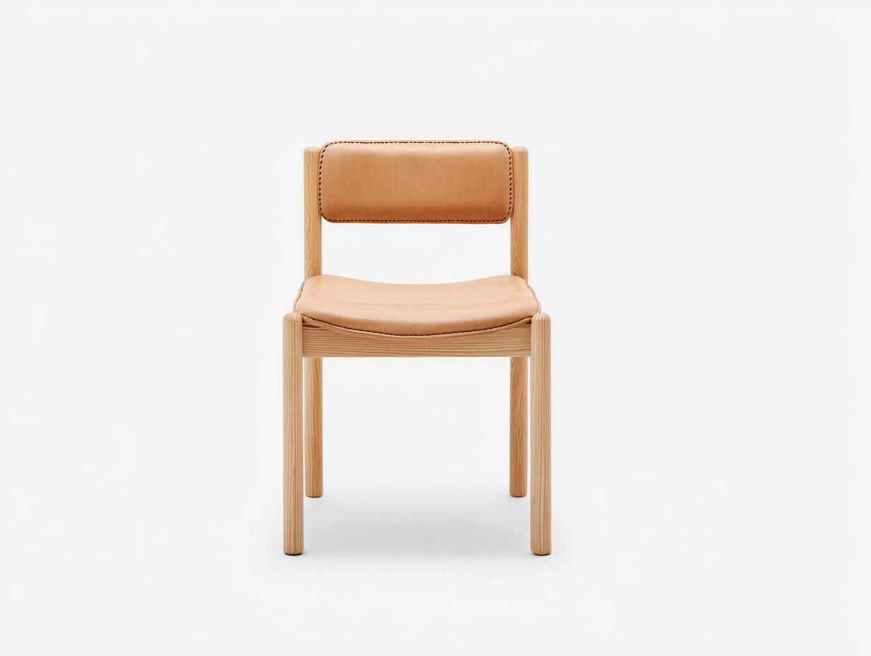 Sillas de comedor de madera 48x52x80 cm - madera natural y marrón claro - diseño moderno con respaldo acolchado