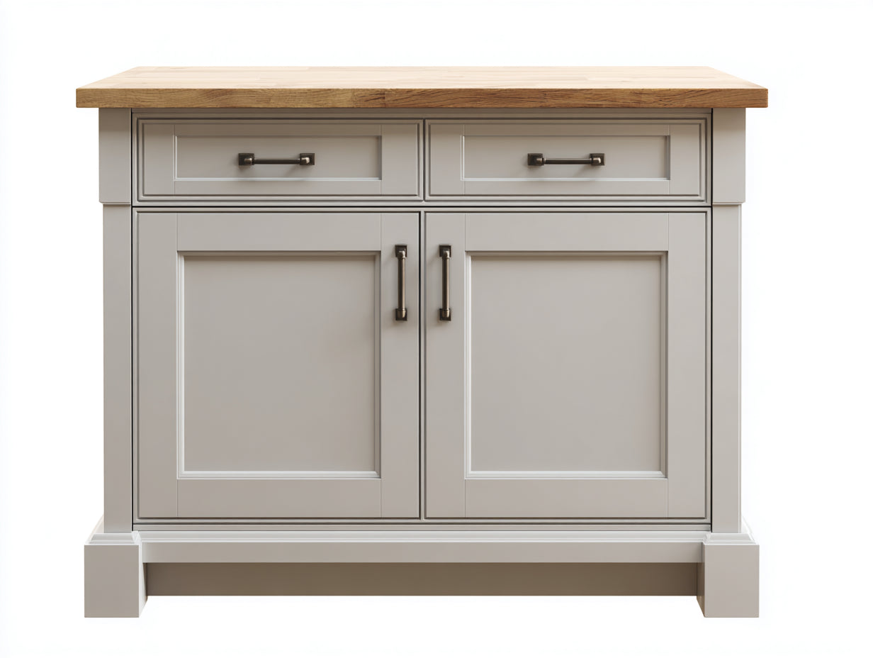 Aparadores de madera 110x42x92 cm - greige y madera natural - diseño clásico con 2 puertas y 2 cajones