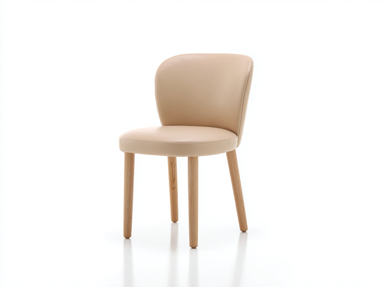 Sillas de comedor tapizadas 50x54x82 cm - beige-madera natural - diseño moderno