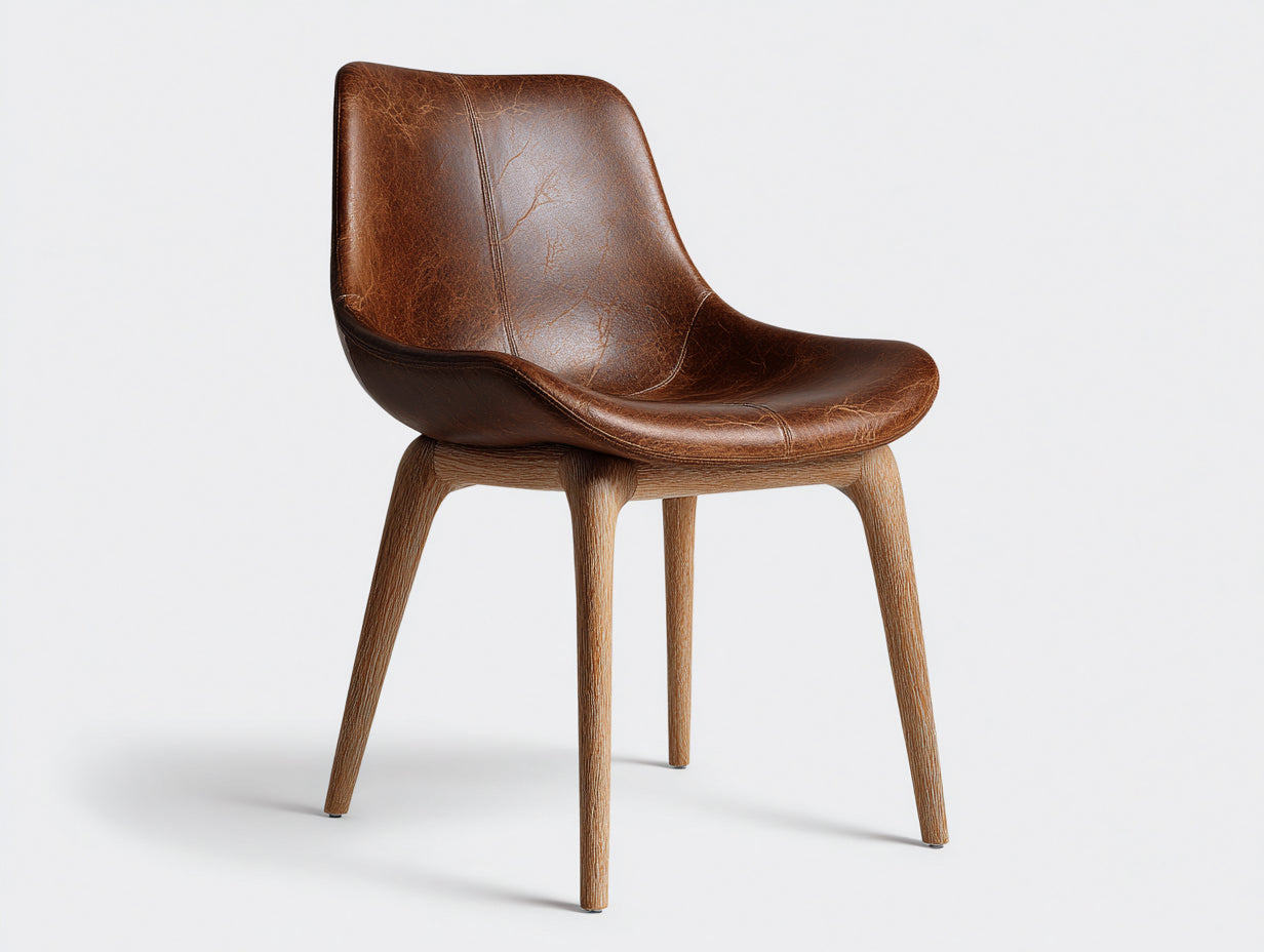 Sillas de comedor de piel sintética y madera 50x56x84 cm - marrón - diseño moderno para comedor