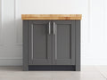 Aparadores de madera 100x40x85 cm - gris y marrón - diseño moderno con 2 puertas