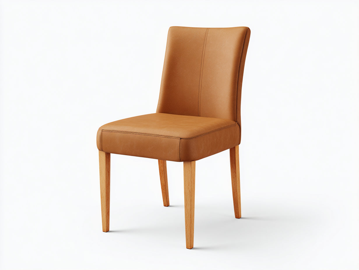 Sillas de comedor de cuero sintético con patas de madera 48x54x88 cm - marrón - estilo moderno elegante