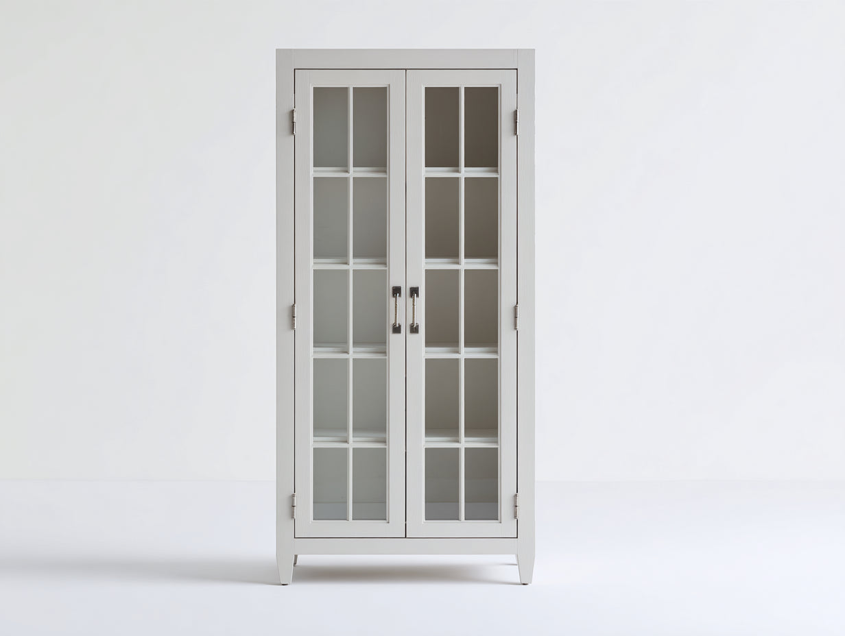 Vitrinas de madera y vidrio 90x40x190 cm - gris claro - diseño moderno