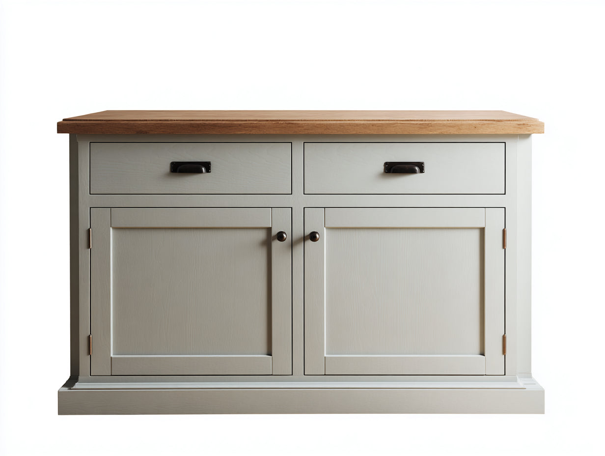 Aparadores de madera 150x45x90 cm - blanco y marrón - diseño clásico con 2 puertas y 2 cajones